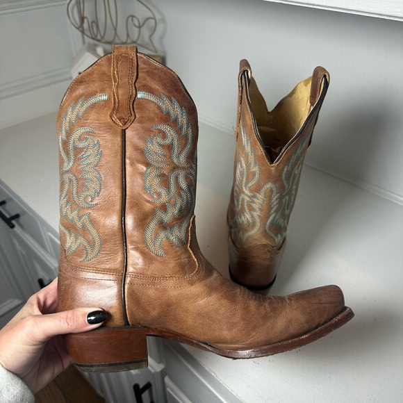 Nocona Women’s 9.5B Brown Western Cowboy Boots Vintage Leather Classic Stitching - Picture 6 of 8